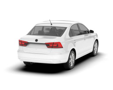 Arka planda izole edilmiş beyaz modern araba. 3d görüntüleme - illüstrasyon