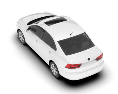 Arka planda izole edilmiş beyaz modern araba. 3d görüntüleme - illüstrasyon