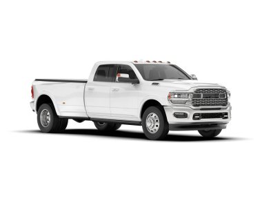 Beyaz kamyonet arka planda izole edilmiş. 3d görüntüleme - illüstrasyon