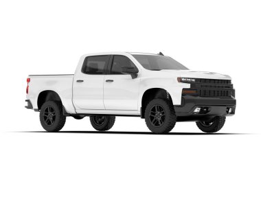 Beyaz kamyonet arka planda izole edilmiş. 3d görüntüleme - illüstrasyon