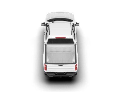 Beyaz kamyonet arka planda izole edilmiş. 3d görüntüleme - illüstrasyon