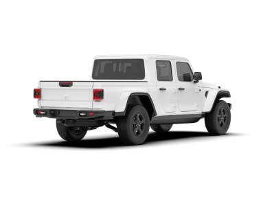 Beyaz kamyonet arka planda izole edilmiş. 3d görüntüleme - illüstrasyon