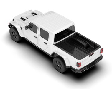 Beyaz kamyonet arka planda izole edilmiş. 3d görüntüleme - illüstrasyon