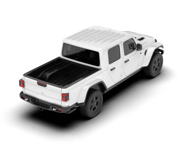 Beyaz kamyonet arka planda izole edilmiş. 3d görüntüleme - illüstrasyon