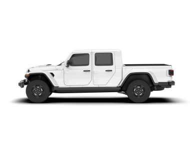 Beyaz kamyonet arka planda izole edilmiş. 3d görüntüleme - illüstrasyon