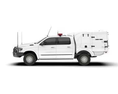 Beyaz kamyonet arka planda izole edilmiş. 3d görüntüleme - illüstrasyon