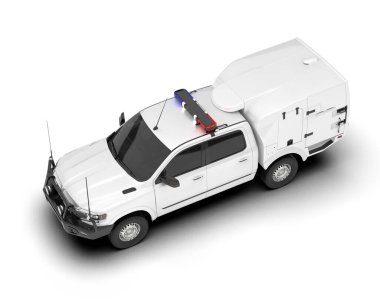 Beyaz kamyonet arka planda izole edilmiş. 3d görüntüleme - illüstrasyon