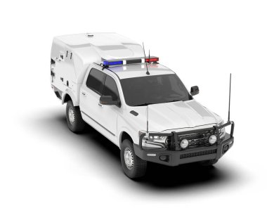 Beyaz kamyonet arka planda izole edilmiş. 3d görüntüleme - illüstrasyon