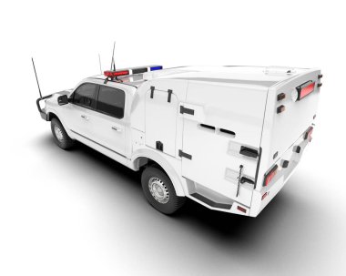 Beyaz kamyonet arka planda izole edilmiş. 3d görüntüleme - illüstrasyon