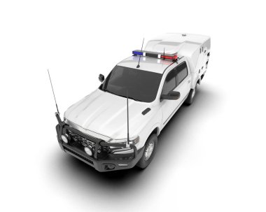 Beyaz kamyonet arka planda izole edilmiş. 3d görüntüleme - illüstrasyon