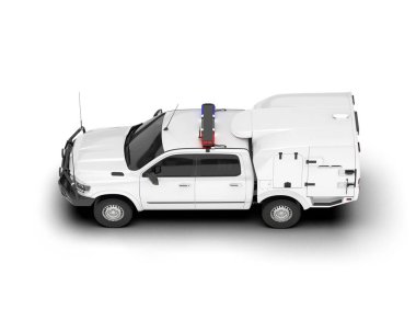 Beyaz kamyonet arka planda izole edilmiş. 3d görüntüleme - illüstrasyon