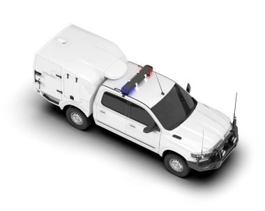 Beyaz kamyonet arka planda izole edilmiş. 3d görüntüleme - illüstrasyon