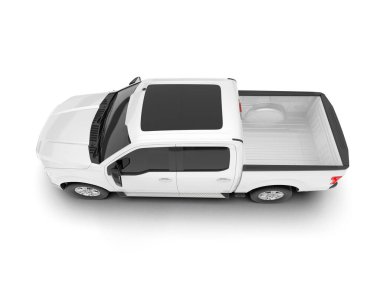 Beyaz kamyonet arka planda izole edilmiş. 3d görüntüleme - illüstrasyon