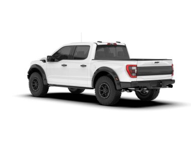 Beyaz kamyonet arka planda izole edilmiş. 3d görüntüleme - illüstrasyon