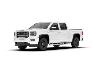 Beyaz kamyonet arka planda izole edilmiş. 3d görüntüleme - illüstrasyon