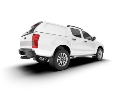 Beyaz kamyonet arka planda izole edilmiş. 3d görüntüleme - illüstrasyon