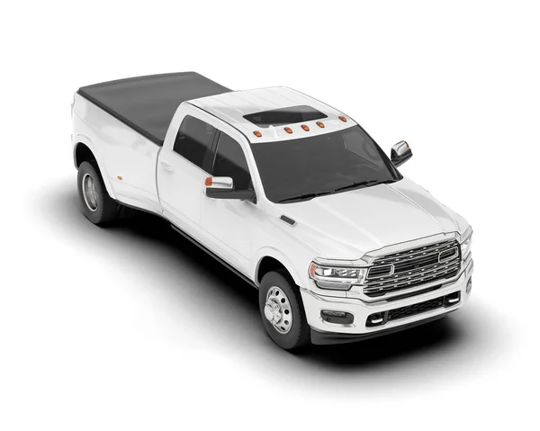 stock image White pickup truck isolated on background. 3d rendering - illustration