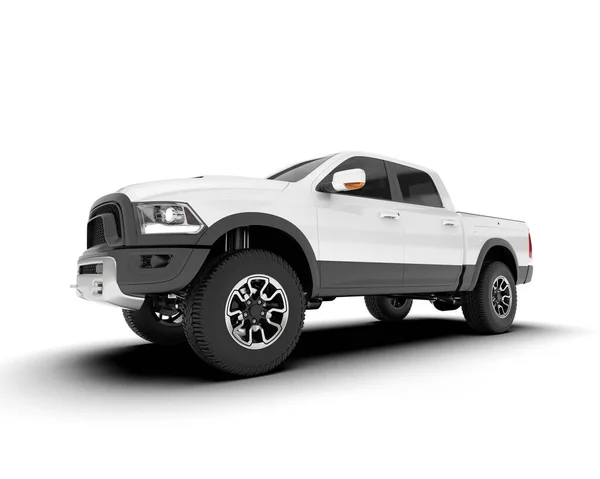 stock image White pickup truck isolated on background. 3d rendering - illustration