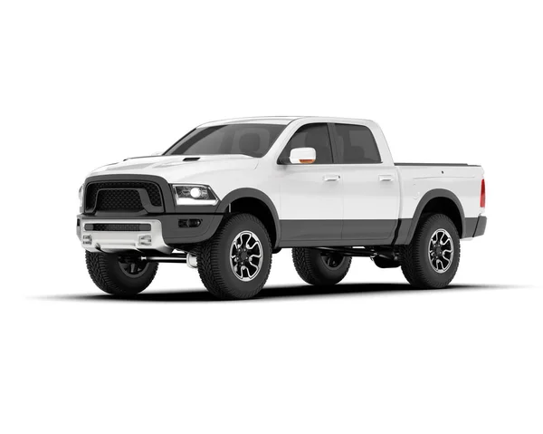 stock image White pickup truck isolated on background. 3d rendering - illustration