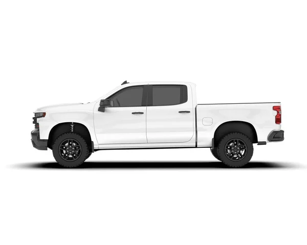 Beyaz kamyonet arka planda izole edilmiş. 3d görüntüleme - illüstrasyon