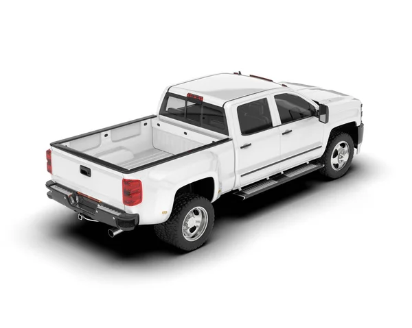 Biały Pickup Odizolowany Tle Renderowanie Ilustracja — Zdjęcie stockowe