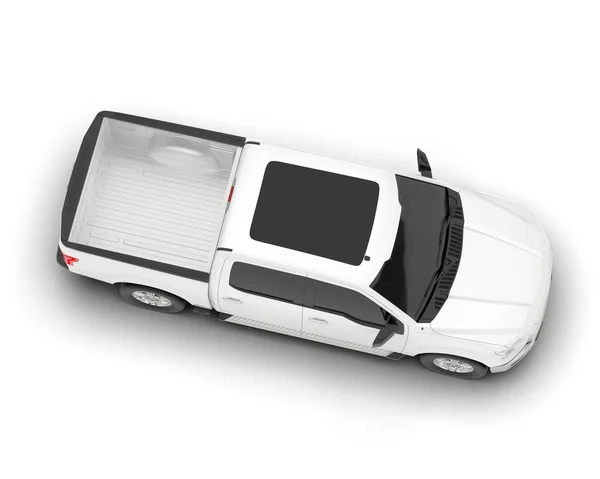 Fehér Pickup Teherautó Elkülönítve Háttérben Renderelés Illusztráció — Stock Fotó
