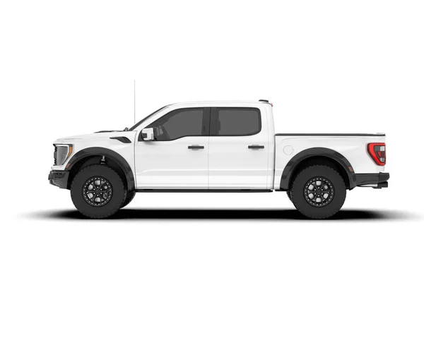 stock image White pickup truck isolated on background. 3d rendering - illustration