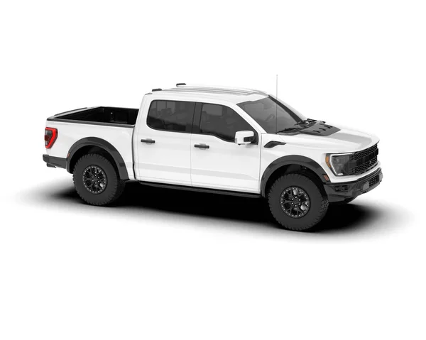 stock image White pickup truck isolated on background. 3d rendering - illustration