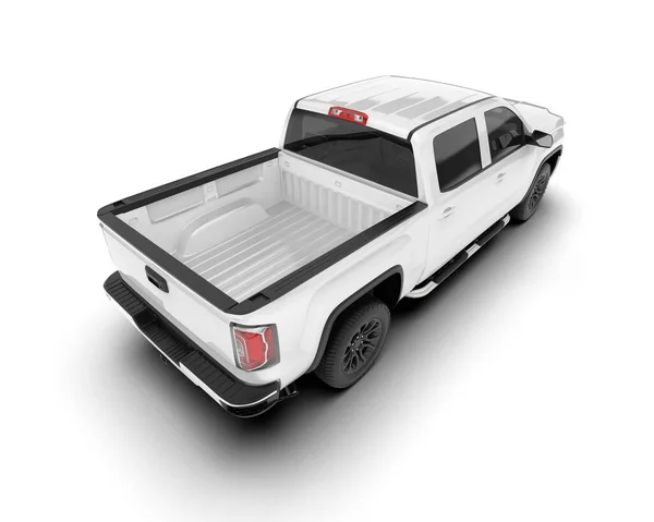Vit Pickup Isolerad Bakgrunden Återgivning Illustration — Stockfoto
