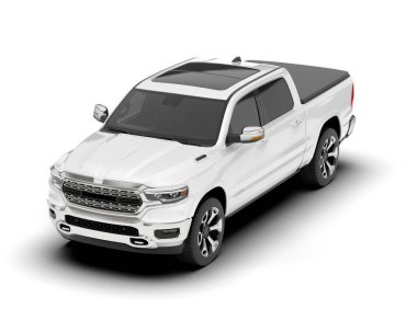 Beyaz kamyonet arka planda izole edilmiş. 3d görüntüleme - illüstrasyon