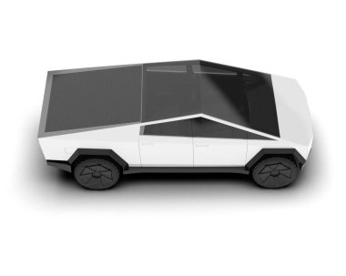 Beyaz kamyonet arka planda izole edilmiş. 3d görüntüleme - illüstrasyon