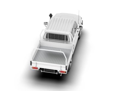 Beyaz kamyonet arka planda izole edilmiş. 3d görüntüleme - illüstrasyon