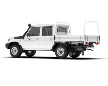 Beyaz kamyonet arka planda izole edilmiş. 3d görüntüleme - illüstrasyon