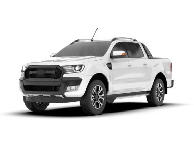 Beyaz kamyonet arka planda izole edilmiş. 3d görüntüleme - illüstrasyon