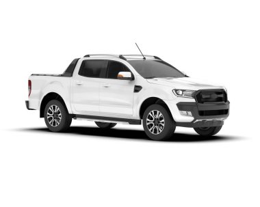 Beyaz kamyonet arka planda izole edilmiş. 3d görüntüleme - illüstrasyon