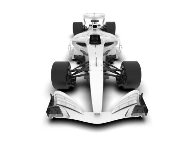 Beyaz yarış arabası arka planda izole edilmiş. 3d görüntüleme - illüstrasyon