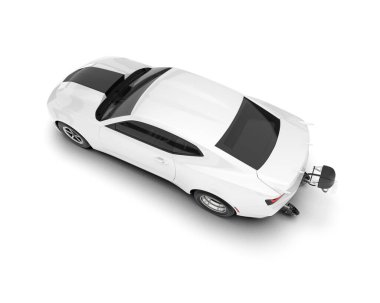 Beyaz yarış arabası arka planda izole edilmiş. 3d görüntüleme - illüstrasyon