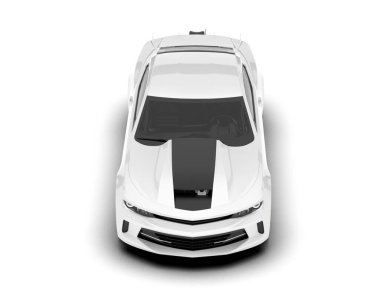 Beyaz yarış arabası arka planda izole edilmiş. 3d görüntüleme - illüstrasyon