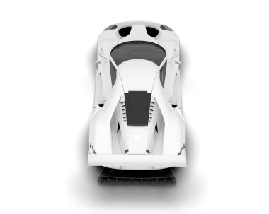 Beyaz yarış arabası arka planda izole edilmiş. 3d görüntüleme - illüstrasyon