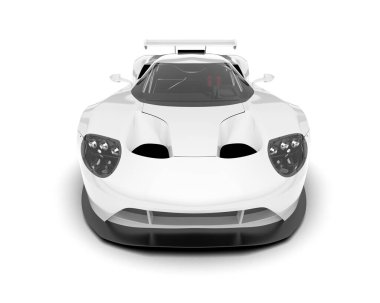 Beyaz yarış arabası arka planda izole edilmiş. 3d görüntüleme - illüstrasyon