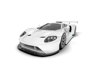 Beyaz yarış arabası arka planda izole edilmiş. 3d görüntüleme - illüstrasyon