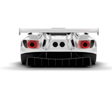 Beyaz yarış arabası arka planda izole edilmiş. 3d görüntüleme - illüstrasyon