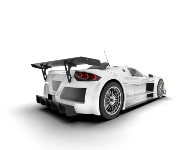 Beyaz yarış arabası arka planda izole edilmiş. 3d görüntüleme - illüstrasyon