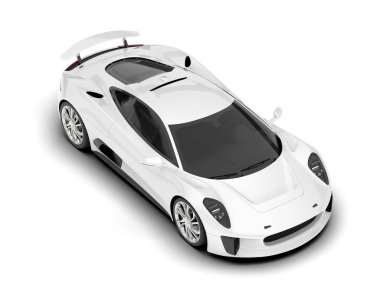 Beyaz yarış arabası arka planda izole edilmiş. 3d görüntüleme - illüstrasyon