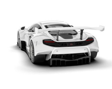 Beyaz yarış arabası arka planda izole edilmiş. 3d görüntüleme - illüstrasyon