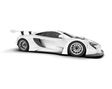 Beyaz yarış arabası arka planda izole edilmiş. 3d görüntüleme - illüstrasyon