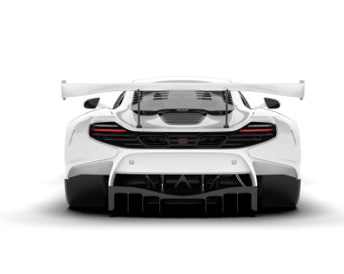 Beyaz yarış arabası arka planda izole edilmiş. 3d görüntüleme - illüstrasyon