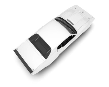 Beyaz yarış arabası arka planda izole edilmiş. 3d görüntüleme - illüstrasyon