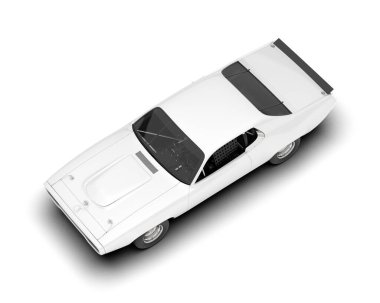 Beyaz yarış arabası arka planda izole edilmiş. 3d görüntüleme - illüstrasyon