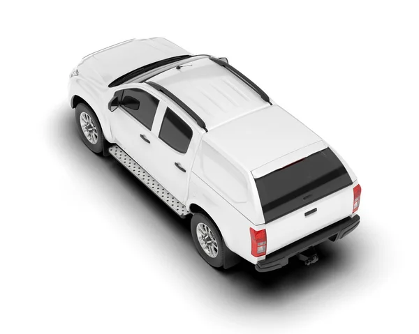 White Pickup Truck Isolated Background Rendering Illustration — Stock Photo, Image